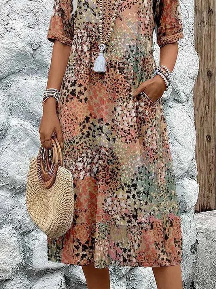 MOREAU LYON | ROBE MIDI CLASSIQUE IMPRIMÉE POUR FEMME