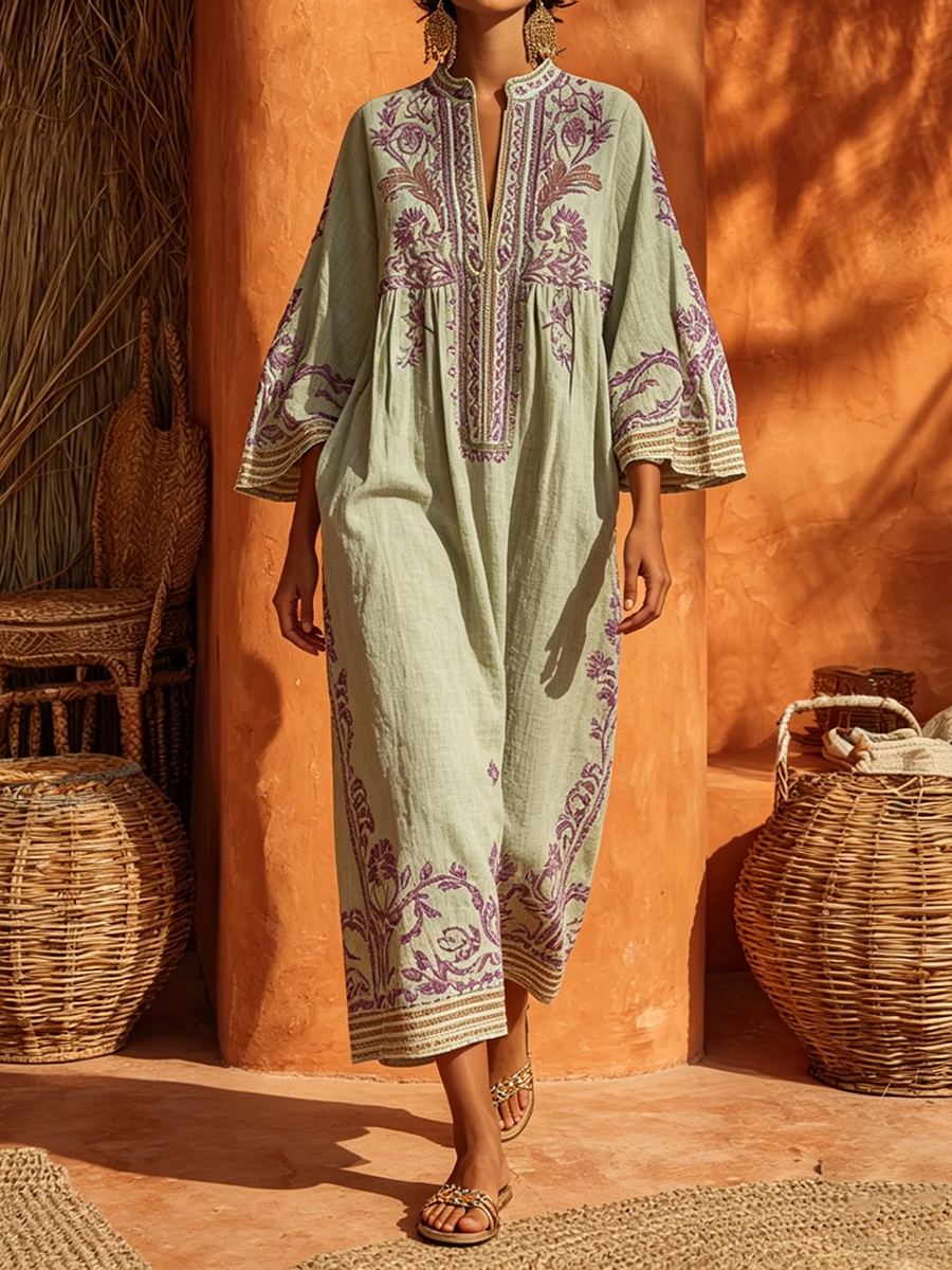 MOREAU LYON | ROBE FLUIDE BRODÉE POUR FEMMES