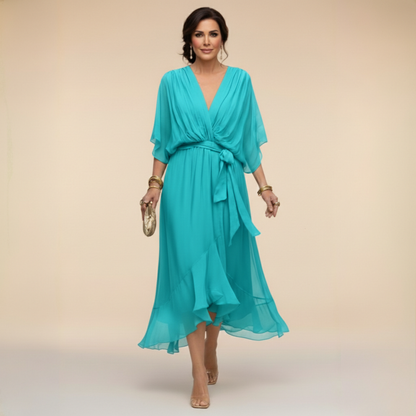 MOREAU LYON | WOMEN'S V-NECK CHIFFON DRESS