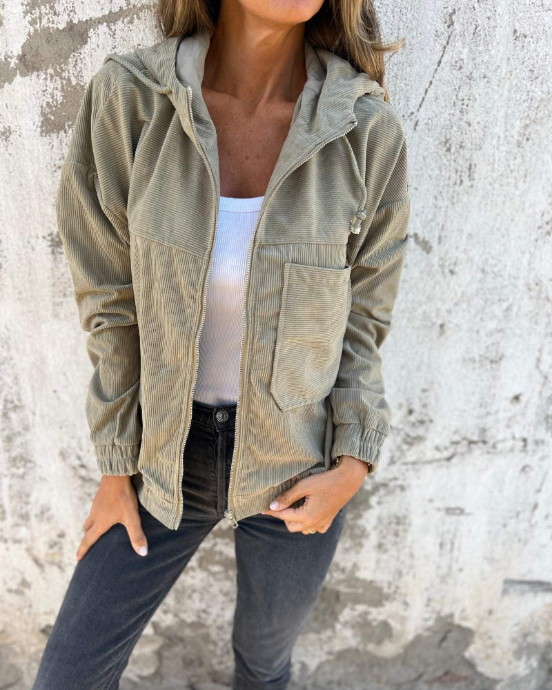 MOREAU LYON | VESTE À CAPUCHE EN VELOURS CÔTELÉ FEMME