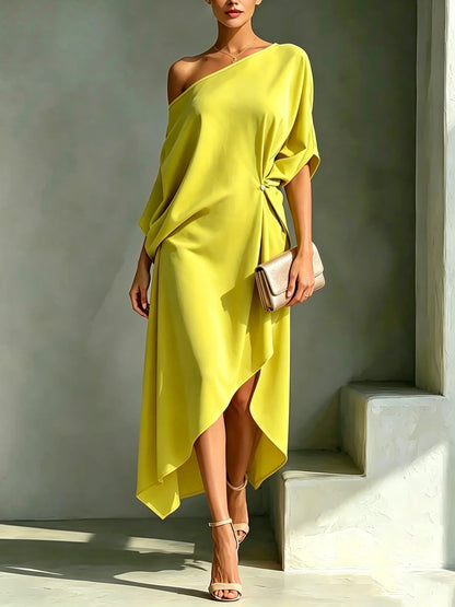 MOREAU LYON | ROBE MIDI ASYMÉTRIQUE FEMME