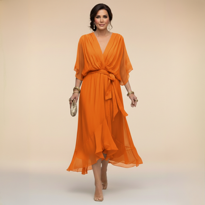 MOREAU LYON | WOMEN'S V-NECK CHIFFON DRESS