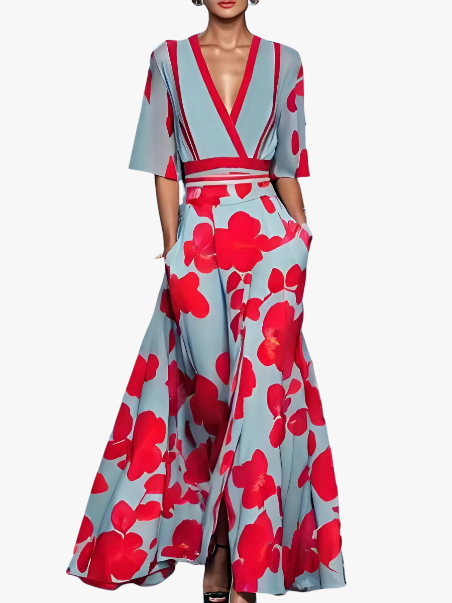 MOREAU LYON | ROBE FLORALE COL EN V POUR FEMMES