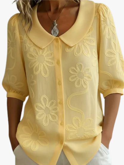 MOREAU LYON | WOMEN'S ROUND NECK FLORAL BLOUSE