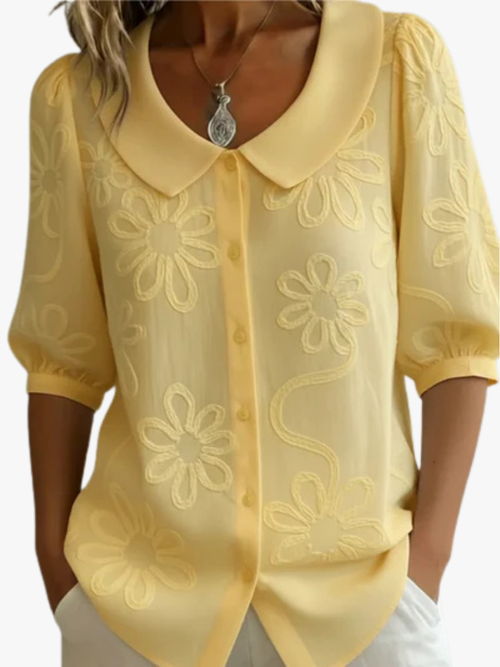 MOREAU LYON | WOMEN'S ROUND NECK FLORAL BLOUSE