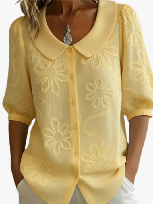 MOREAU LYON | WOMEN'S ROUND NECK FLORAL BLOUSE