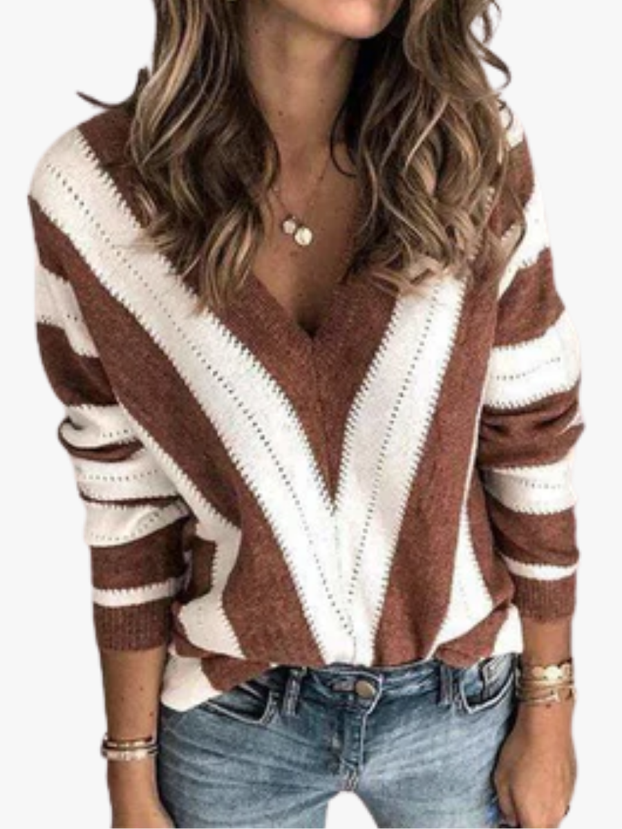 MOREAU LYON | PULL RAYÉ COL V FEMME