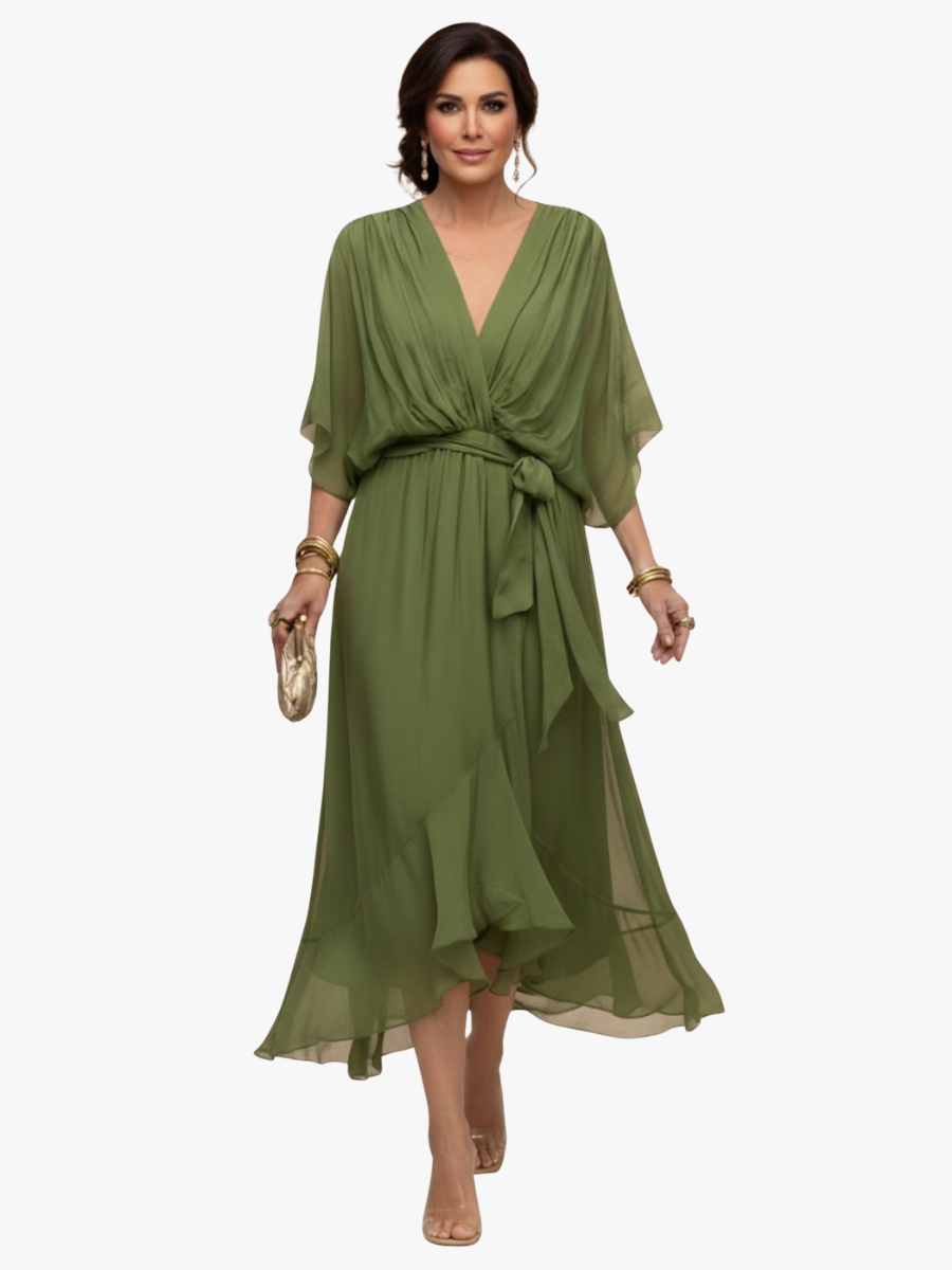 MOREAU LYON | WOMEN'S V-NECK CHIFFON DRESS