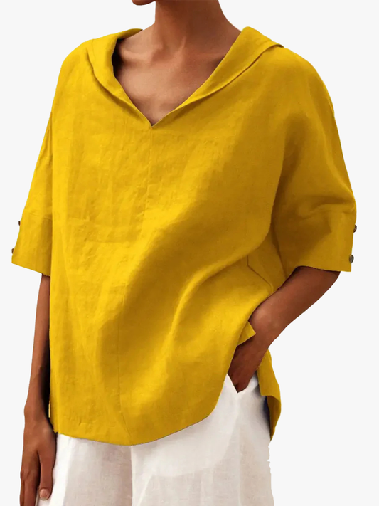 MOREAU LYON | WOMEN'S V-NECK LINEN BLOUSE