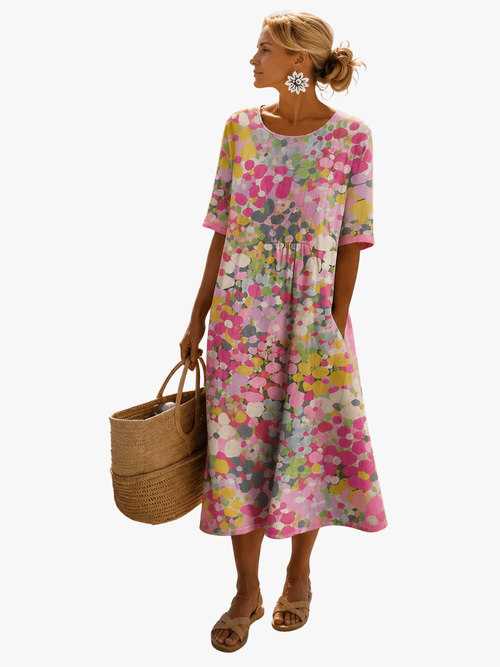 MOREAU LYON | ROBE MIDI ÉLÉGANTE FLEURIE POUR FEMMES