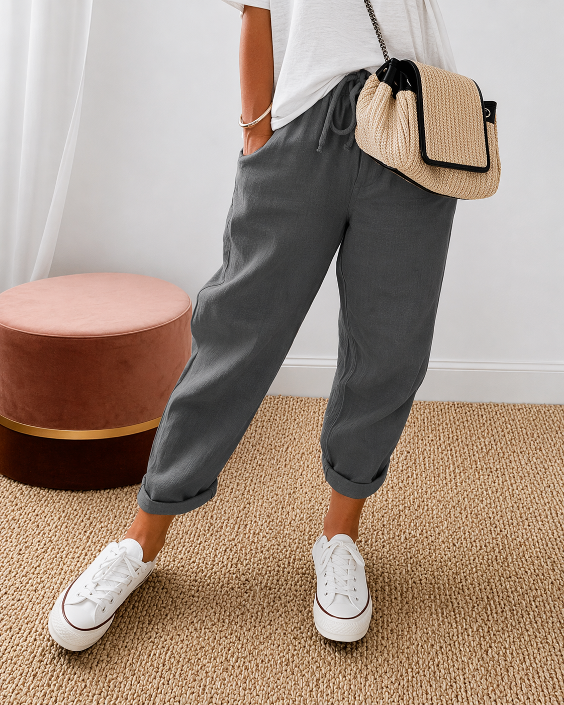 MOREAU LYON | PANTALON DÉCONTRACTÉ EN LIN POUR FEMMES