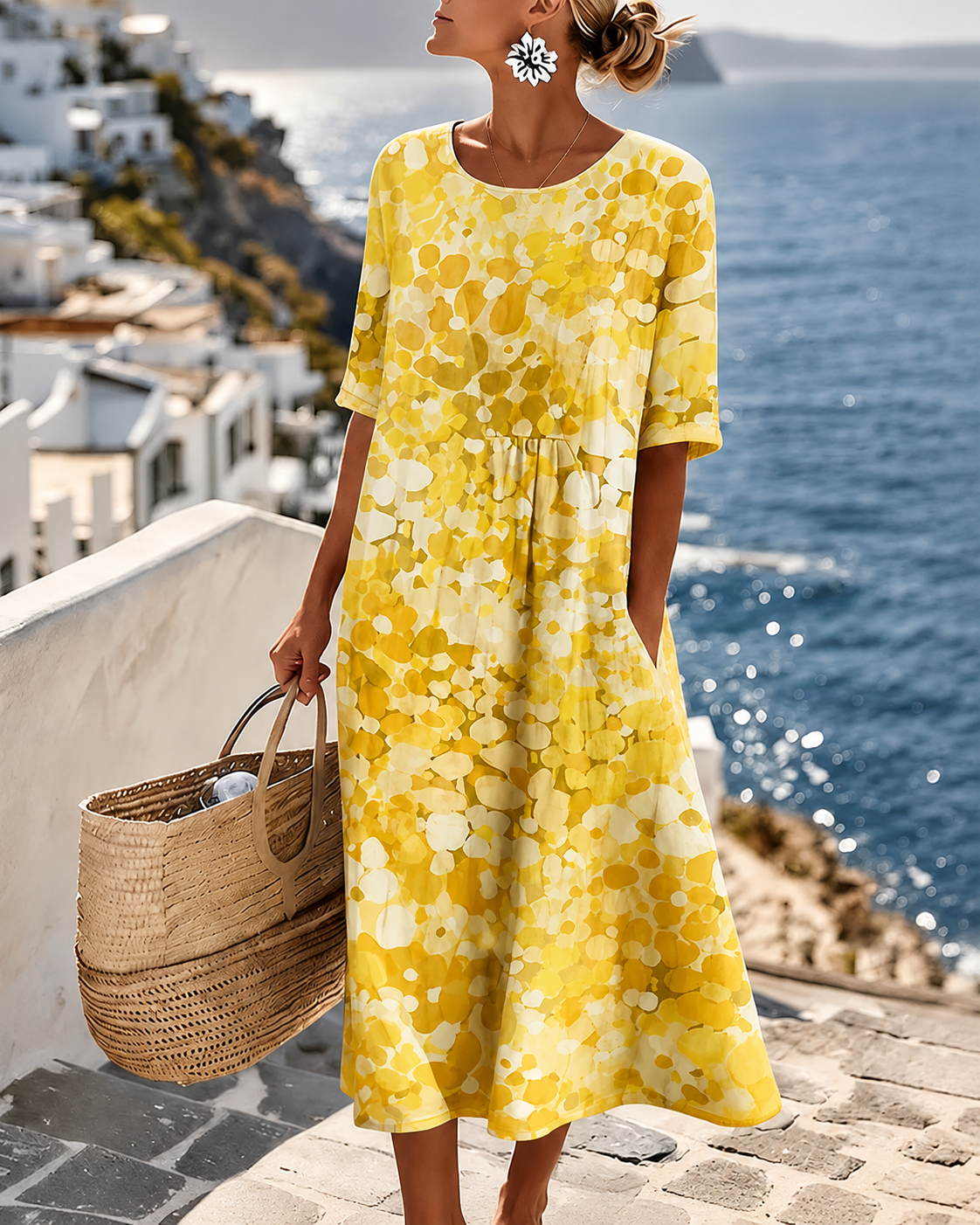 MOREAU LYON | ROBE MIDI ÉLÉGANTE FLEURIE POUR FEMMES