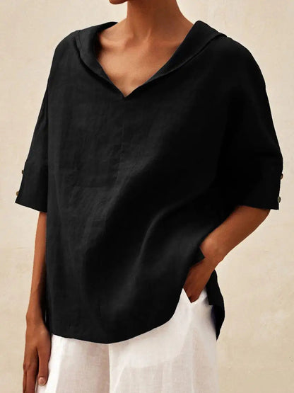 MOREAU LYON | WOMEN'S V-NECK LINEN BLOUSE