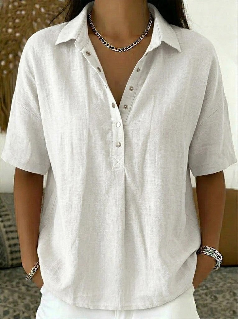 MOREAU LYON | BLOUSE À COL EN V BOUTONNÉE POUR FEMMES