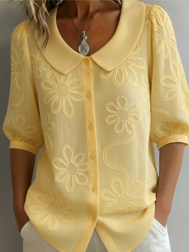 MOREAU LYON | WOMEN'S ROUND NECK FLORAL BLOUSE