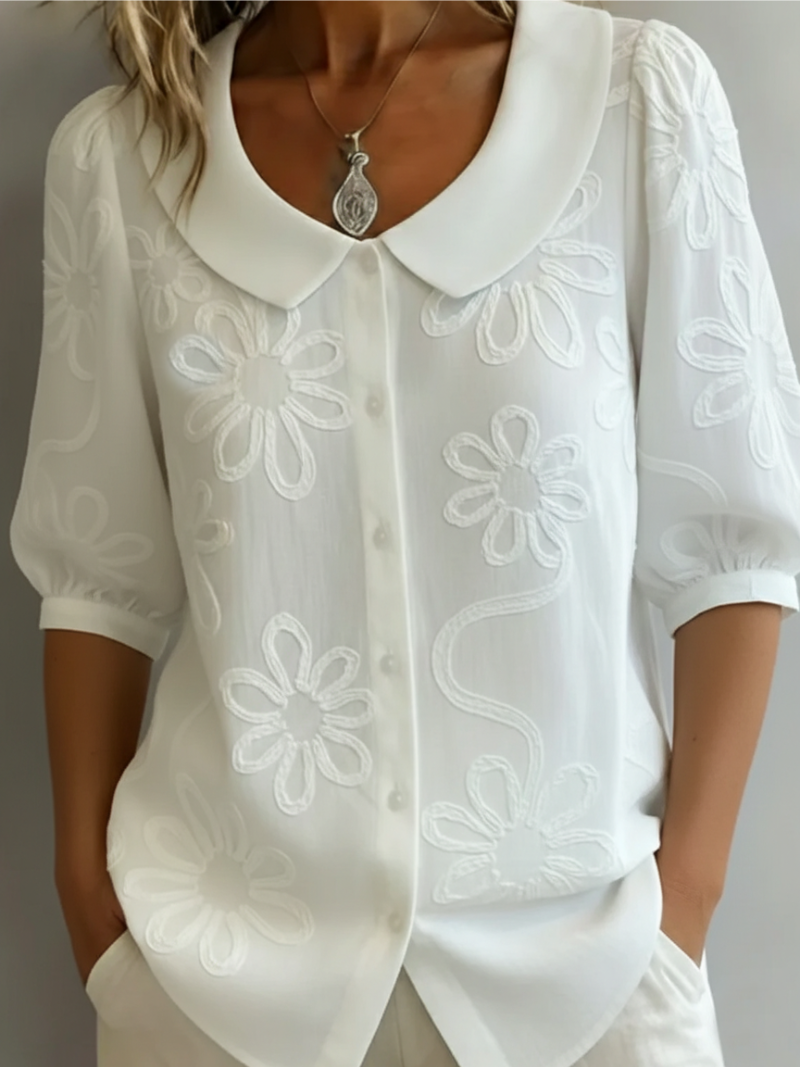 MOREAU LYON | WOMEN'S ROUND NECK FLORAL BLOUSE