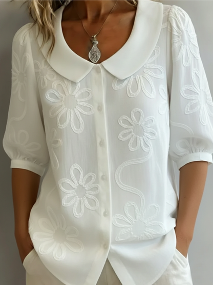 MOREAU LYON | WOMEN'S ROUND NECK FLORAL BLOUSE