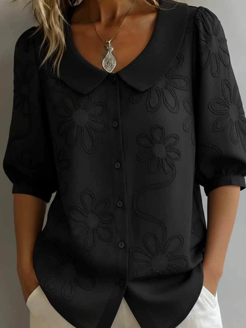 MOREAU LYON | WOMEN'S ROUND NECK FLORAL BLOUSE