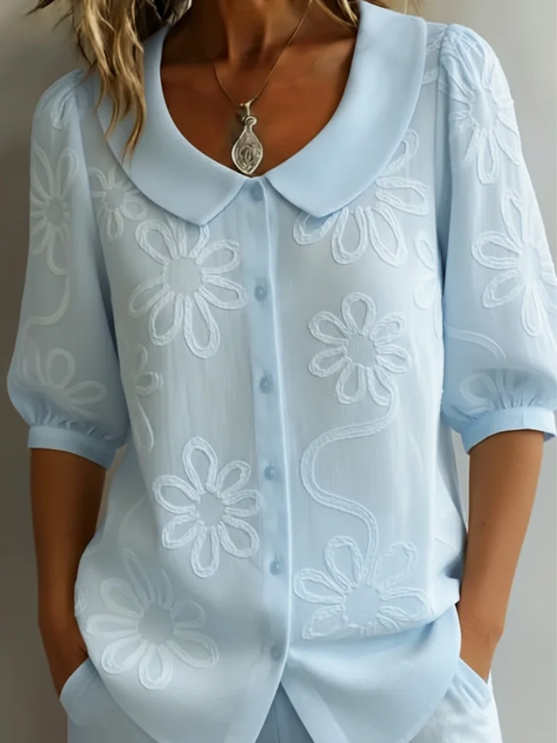 MOREAU LYON | WOMEN'S ROUND NECK FLORAL BLOUSE