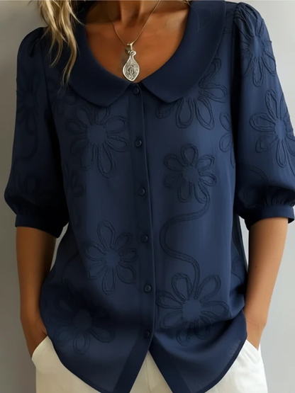 MOREAU LYON | WOMEN'S ROUND NECK FLORAL BLOUSE