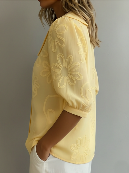 MOREAU LYON | WOMEN'S ROUND NECK FLORAL BLOUSE