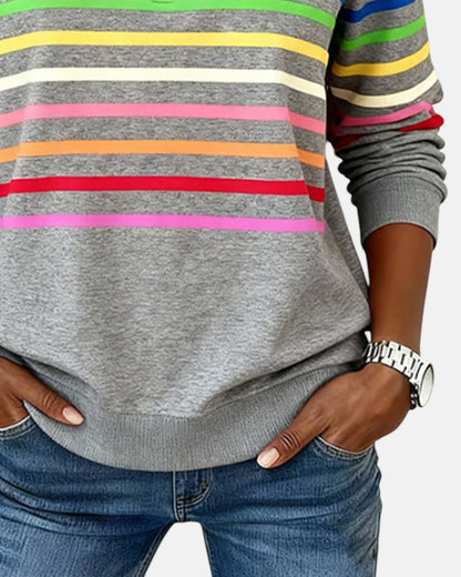 MOREAU LYON | WOMEN'S STRIPED ZIP-UP SWEATER