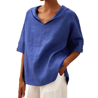 MOREAU LYON | WOMEN'S V-NECK LINEN BLOUSE