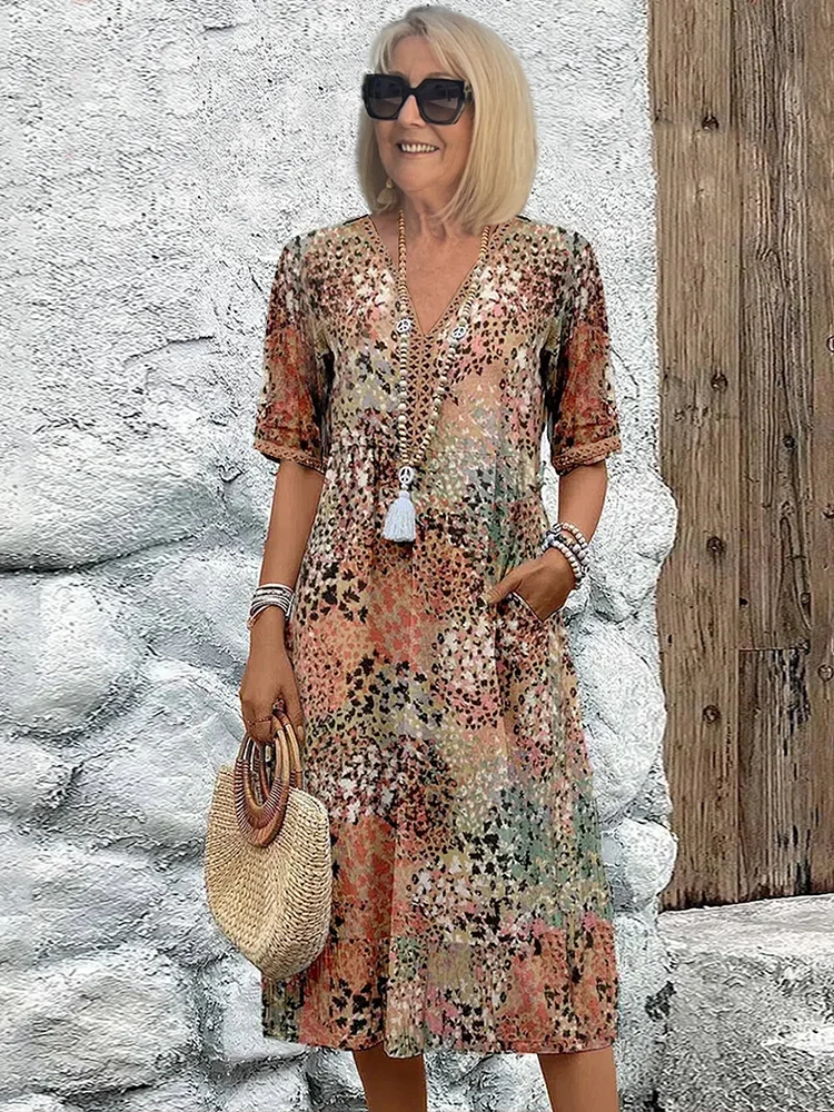 MOREAU LYON | ROBE MIDI CLASSIQUE IMPRIMÉE POUR FEMME