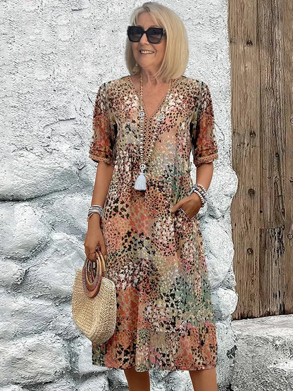MOREAU LYON | ROBE MIDI CLASSIQUE IMPRIMÉE POUR FEMME