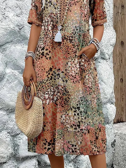 MOREAU LYON | ROBE MIDI CLASSIQUE IMPRIMÉE POUR FEMME