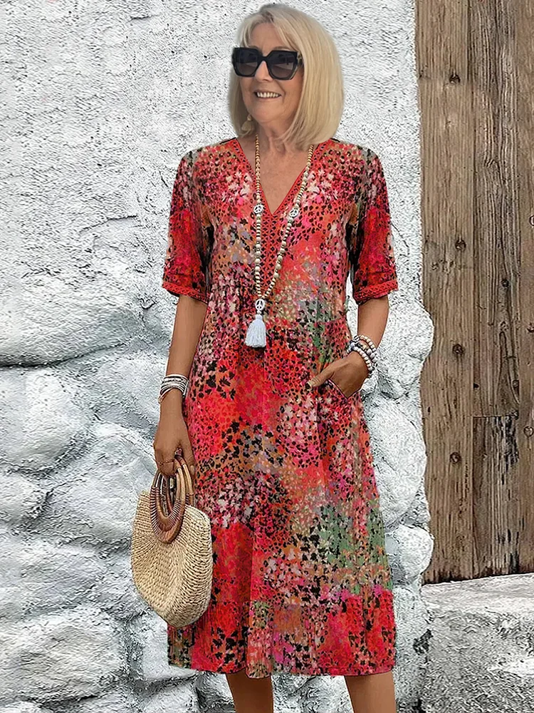 MOREAU LYON | ROBE MIDI CLASSIQUE IMPRIMÉE POUR FEMME