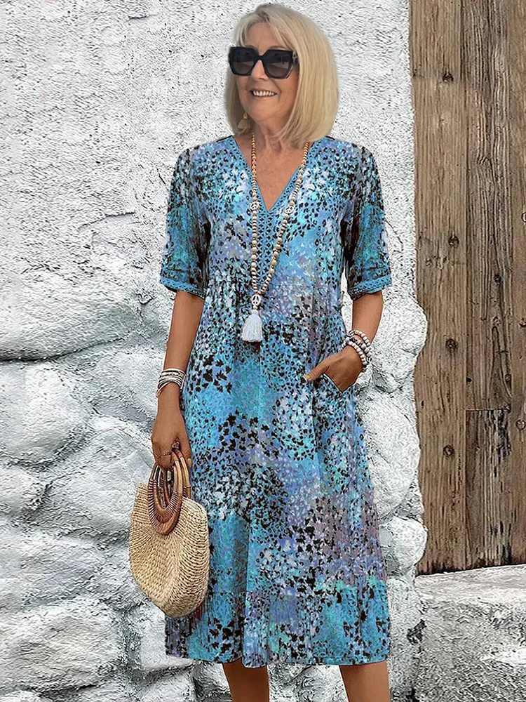 MOREAU LYON | ROBE MIDI CLASSIQUE IMPRIMÉE POUR FEMME