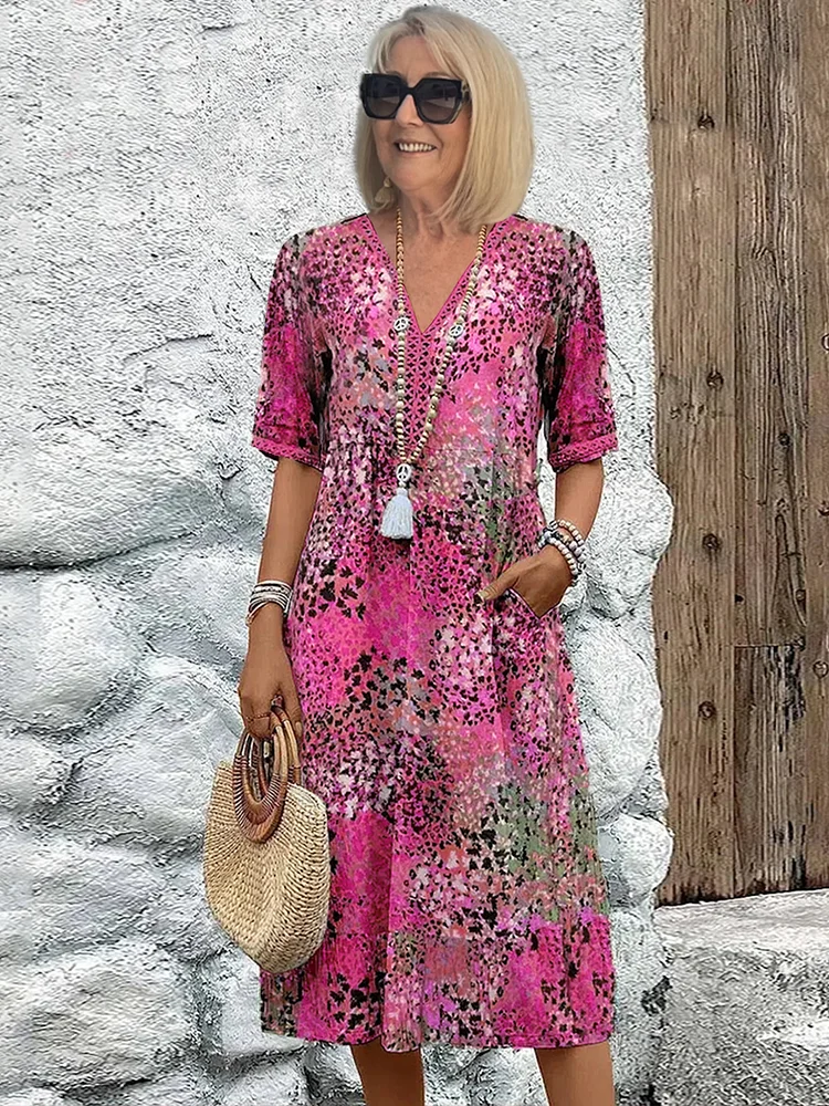 MOREAU LYON | ROBE MIDI CLASSIQUE IMPRIMÉE POUR FEMME