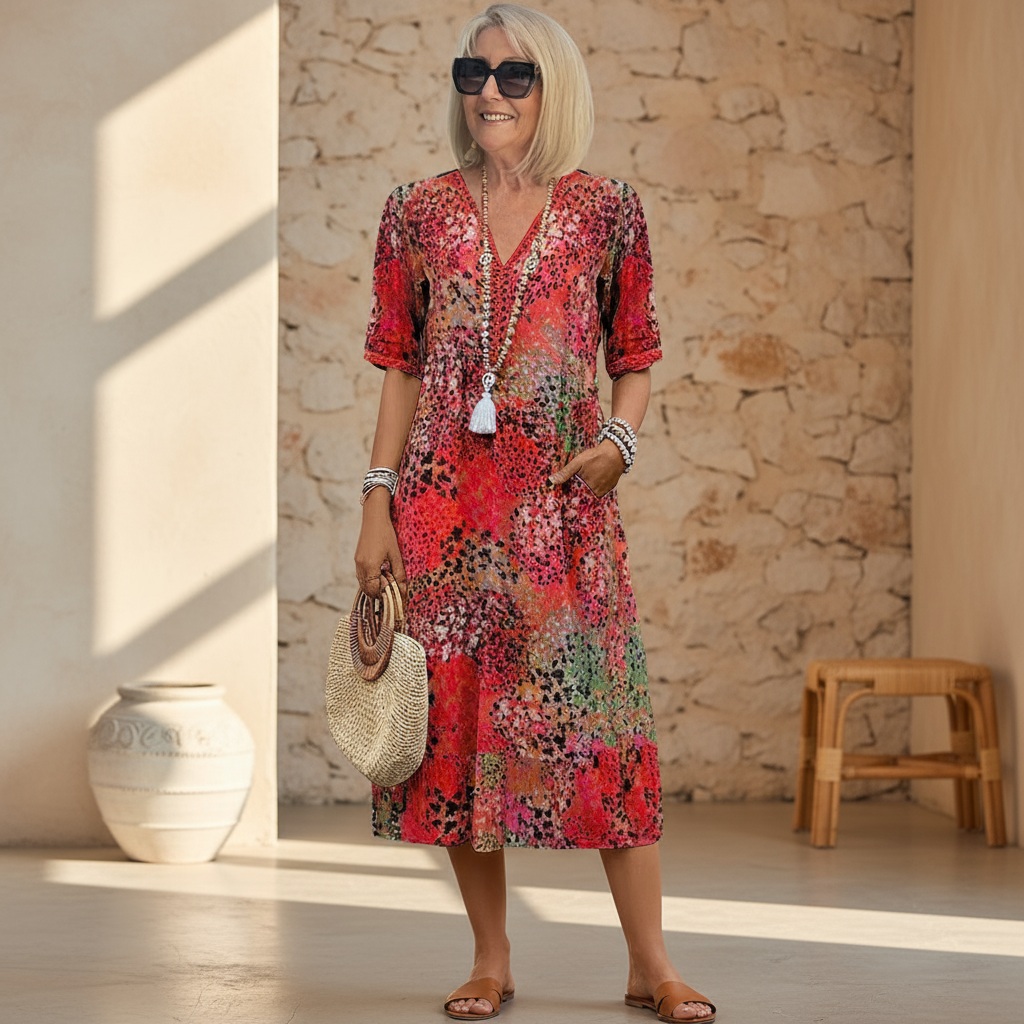 MOREAU LYON | ROBE MIDI CLASSIQUE IMPRIMÉE POUR FEMME