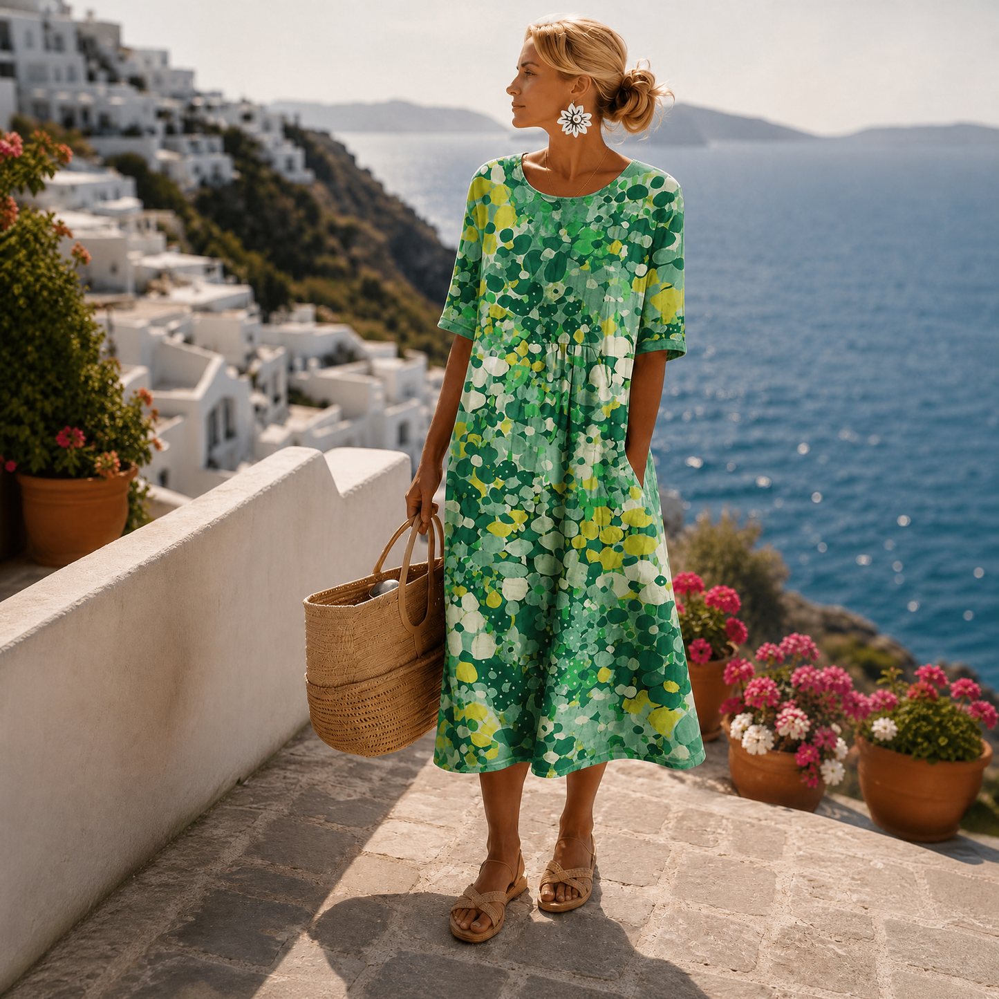 MOREAU LYON | ROBE MIDI ÉLÉGANTE FLEURIE POUR FEMMES