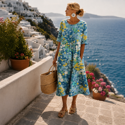 MOREAU LYON | ROBE MIDI ÉLÉGANTE FLEURIE POUR FEMMES