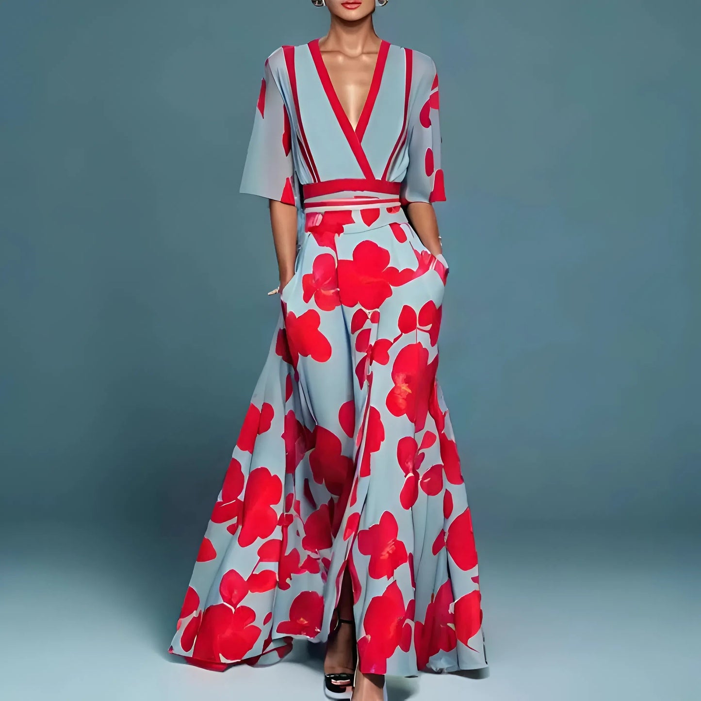 MOREAU LYON | ROBE FLORALE COL EN V POUR FEMMES