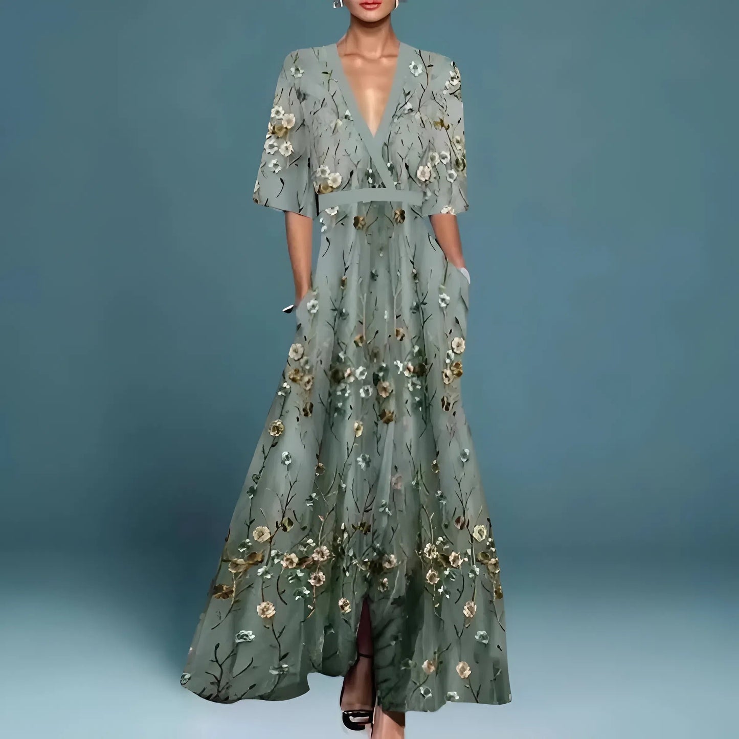 MOREAU LYON | ROBE FLORALE COL EN V POUR FEMMES