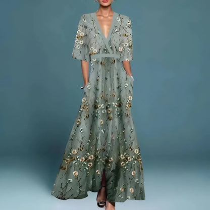 MOREAU LYON | ROBE FLORALE COL EN V POUR FEMMES