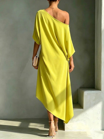 MOREAU LYON | ROBE MIDI ASYMÉTRIQUE FEMME
