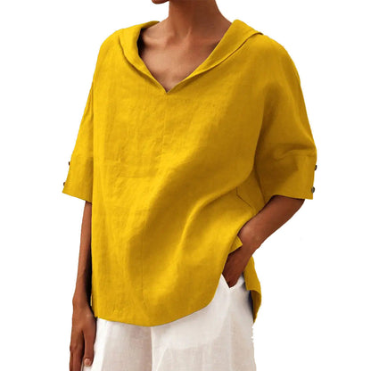 MOREAU LYON | WOMEN'S V-NECK LINEN BLOUSE